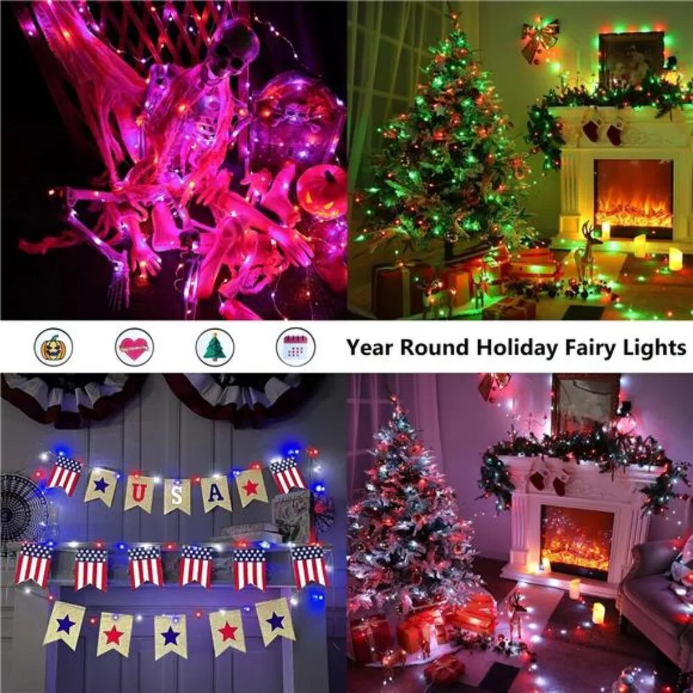 Christmas Fairy Lights 66ft 200 LED Color Changing Remote Indoor Outdoor Twinkle